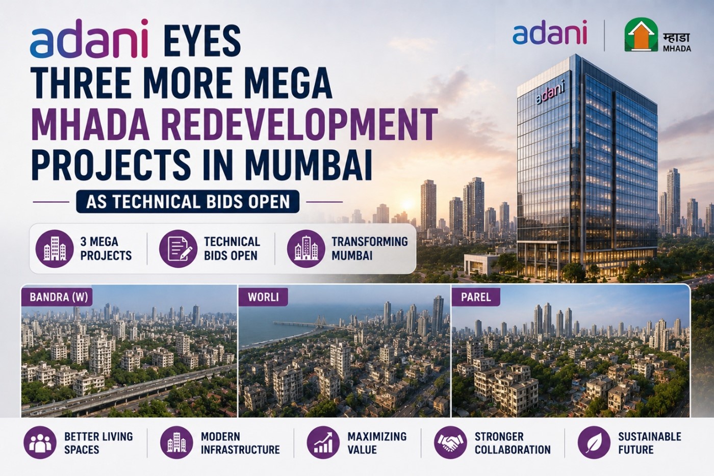 Adani Eyes Three More Mega MHADA Redevelopment Projects in Mumbai as Technical Bids Open