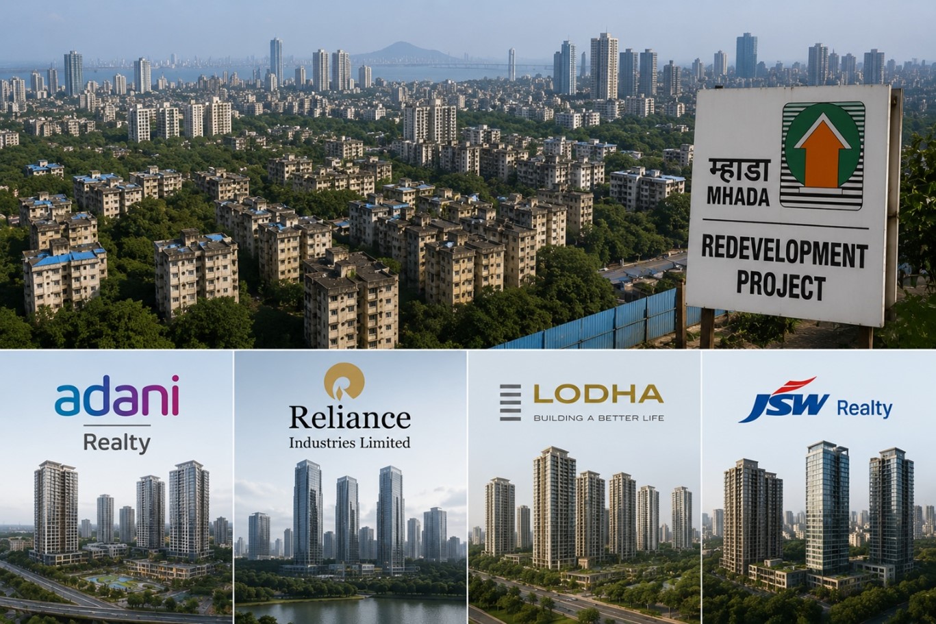 Adani, Reliance, Lodha & JSW Enter High-Stakes Race for 200-Acre MHADA Redevelopment Projects in Mumbai