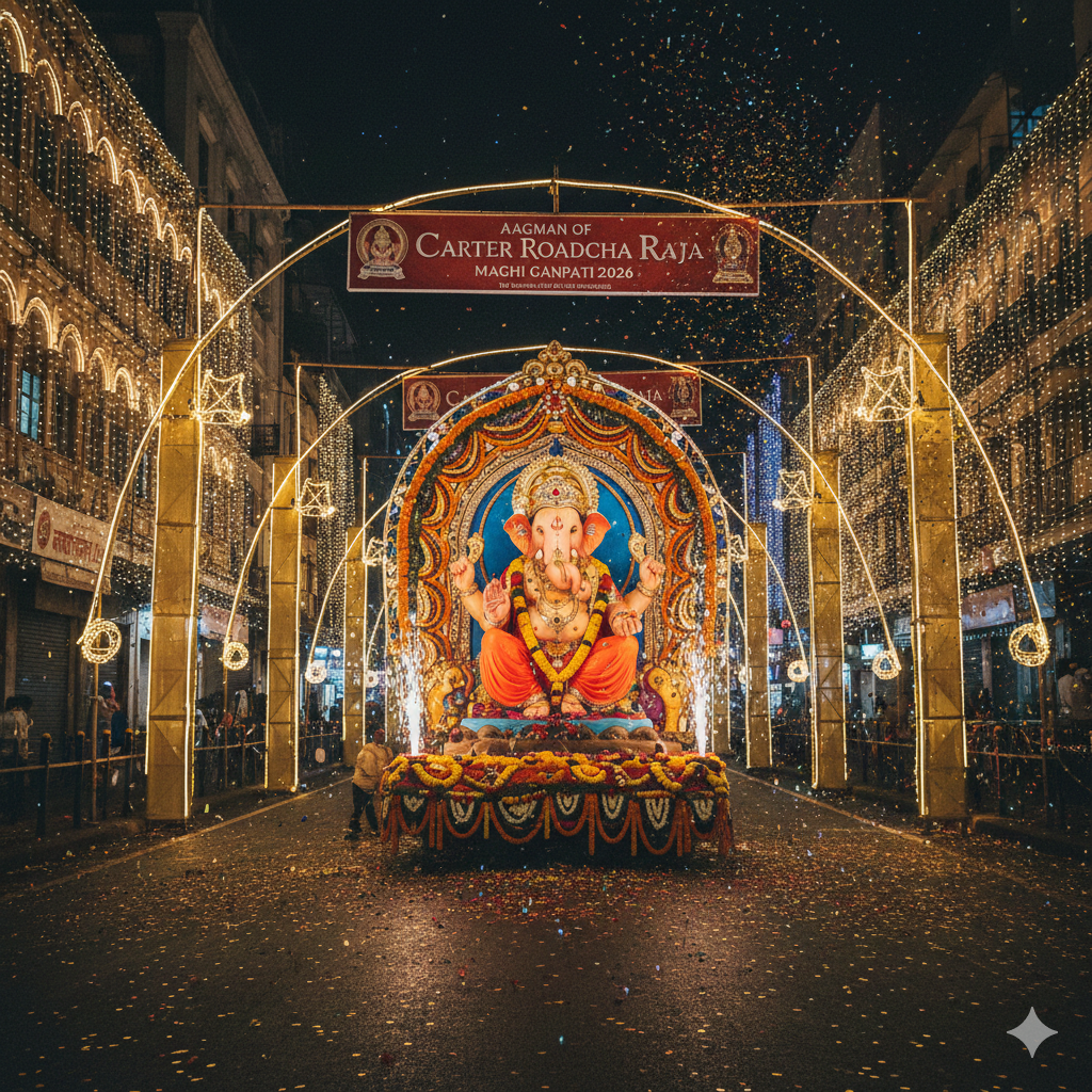 Mumbai Streets Come Alive As Aagman Of Carter Road Cha Raja Sets The Stage For Maghi Ganpati 2026 