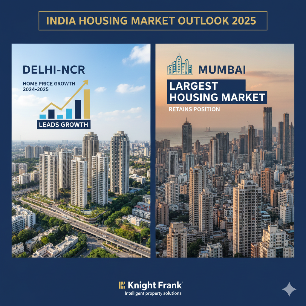 Delhi-NCR Leads Home Price Growth in 2025 as Mumbai Retains Position as India’s Largest Housing Market: Knight Frank