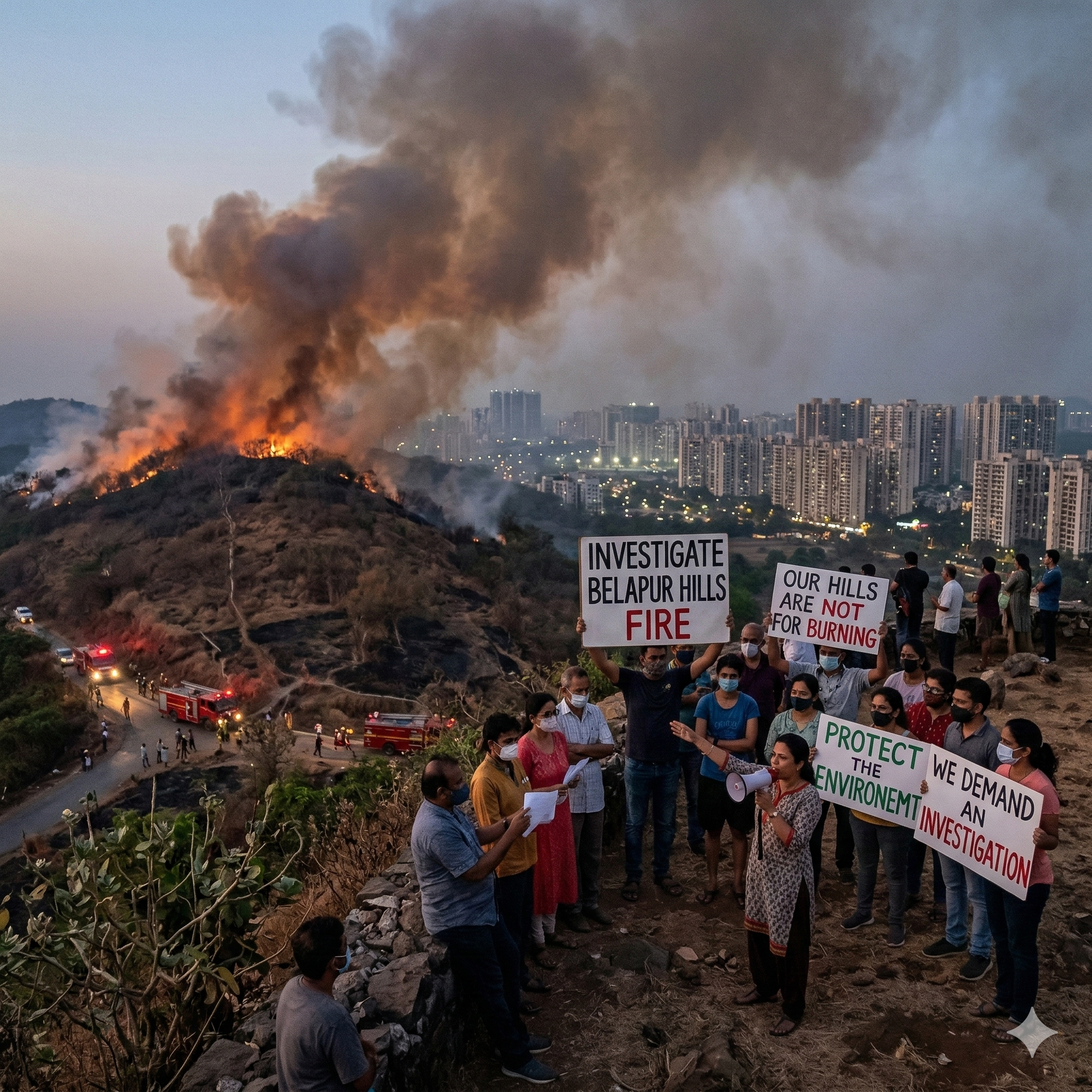 Belapur Hills Fire Raises Environmental Alarm In Navi Mumbai, Activists Demand Investigation