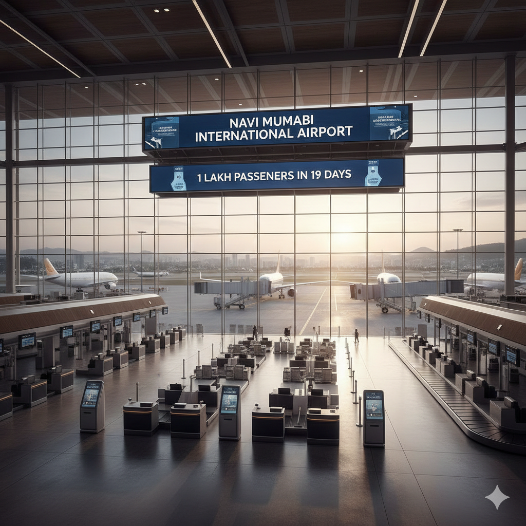 Navi Mumbai International Airport Crosses 1 Lakh Passenger Mark Within 19 Days of Operations