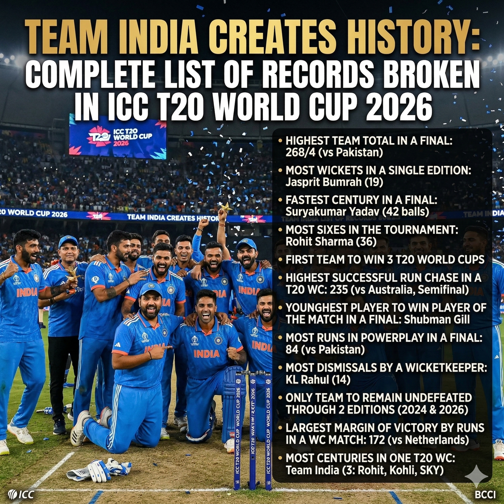 Team India Creates History: Complete List Of Records Broken In ICC T20 World Cup 2026