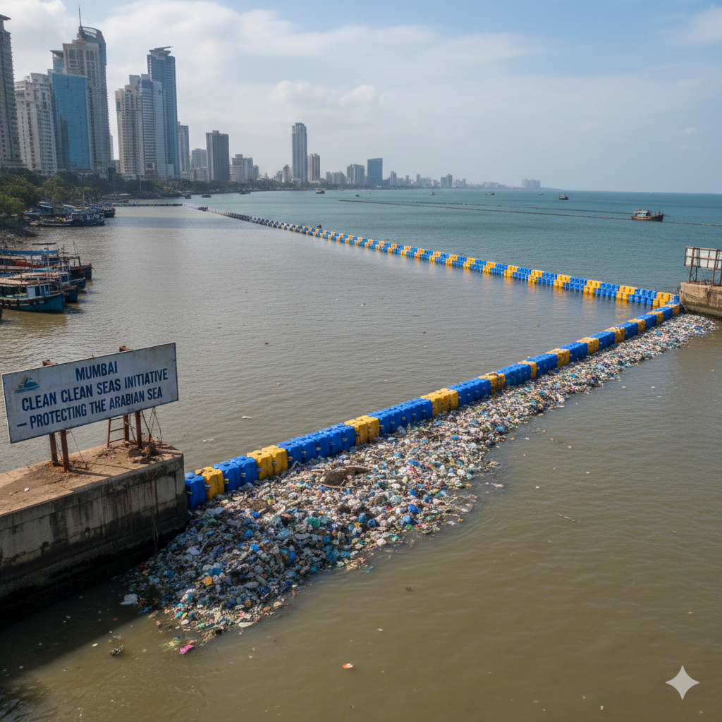 Mumbai to Install Plastic Barriers in Key Waterways to Protect Arabian Sea