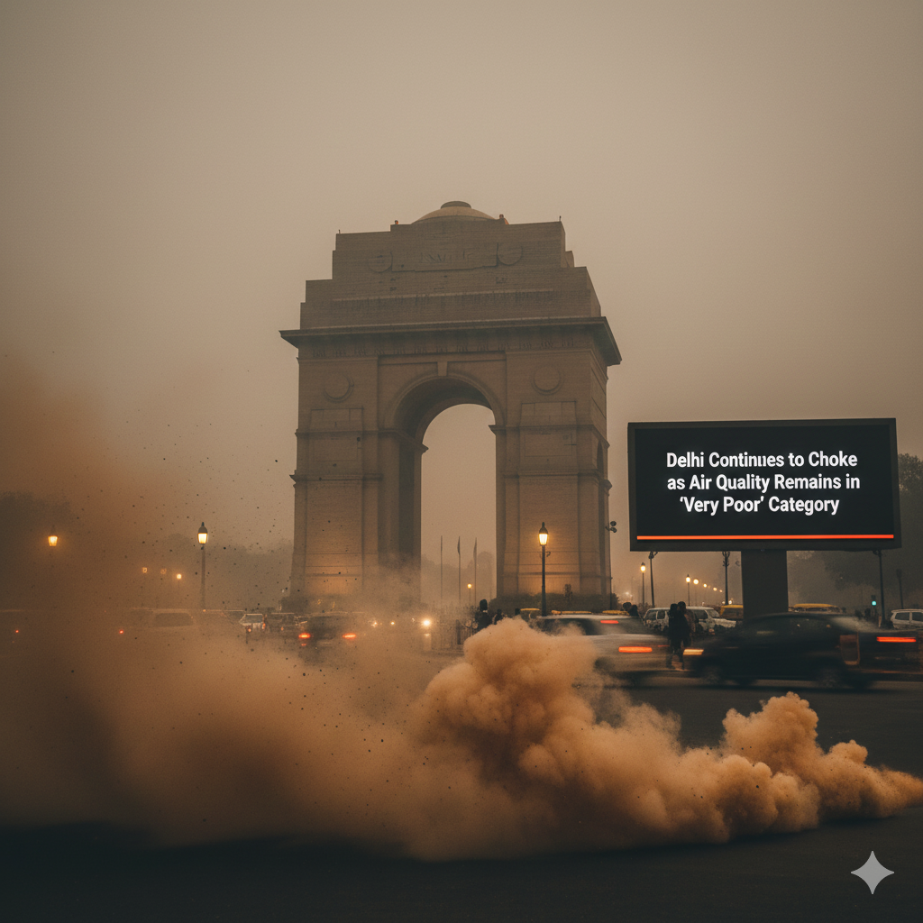 Delhi Continues to Choke as Air Quality Remains in ‘Very Poor’ Category