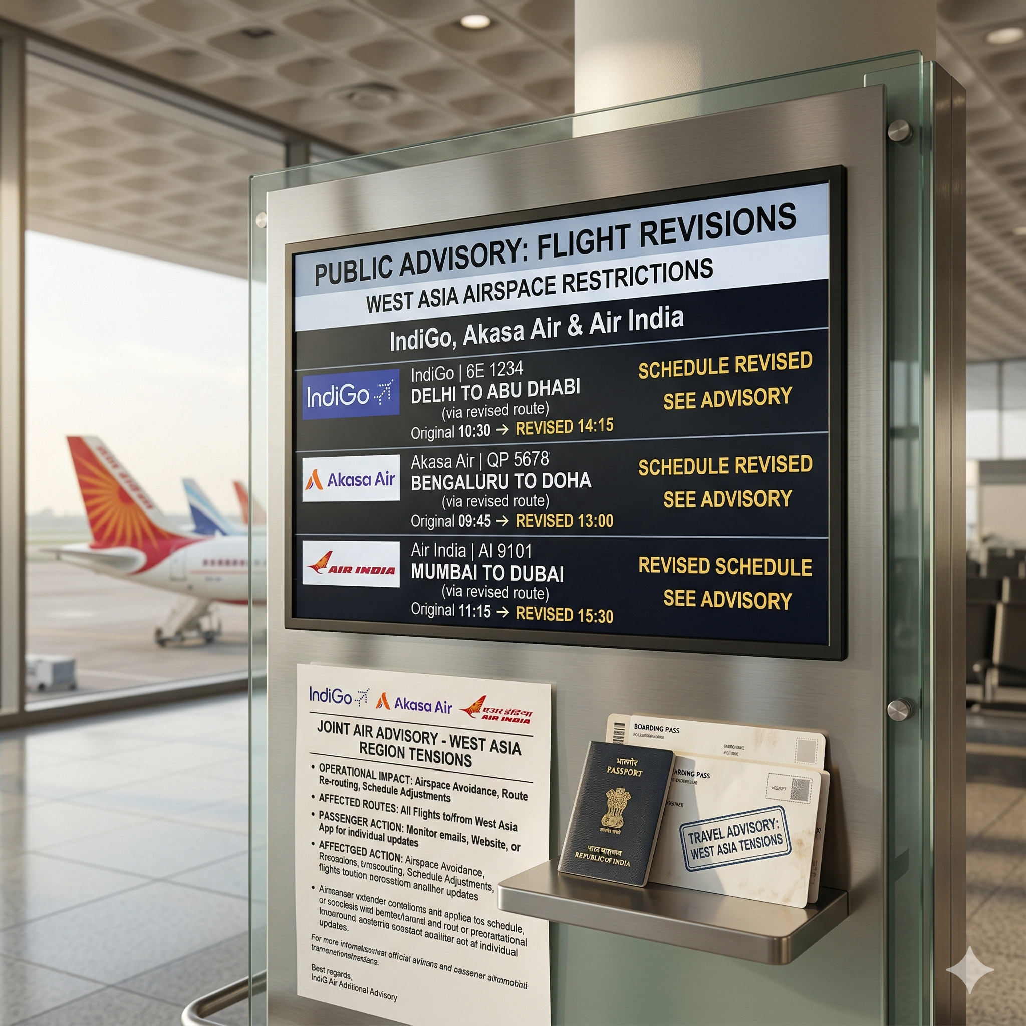 West Asia Tensions Disrupt Flights: IndiGo, Akasa Air & Air India Revise Schedules, Issue Travel Advisories
