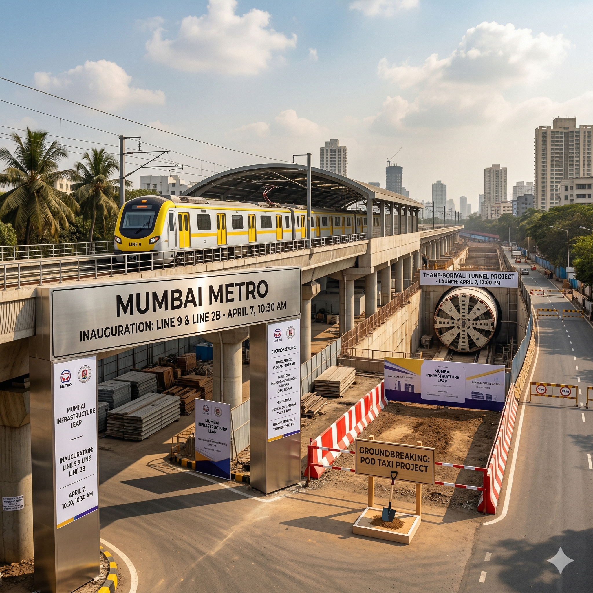 Mumbai To Witness Mega Infra Boost On April 7 With Metro Lines 9 & 2B Launch, Thane–Borivali Tunnel Work & Pod Taxi Project