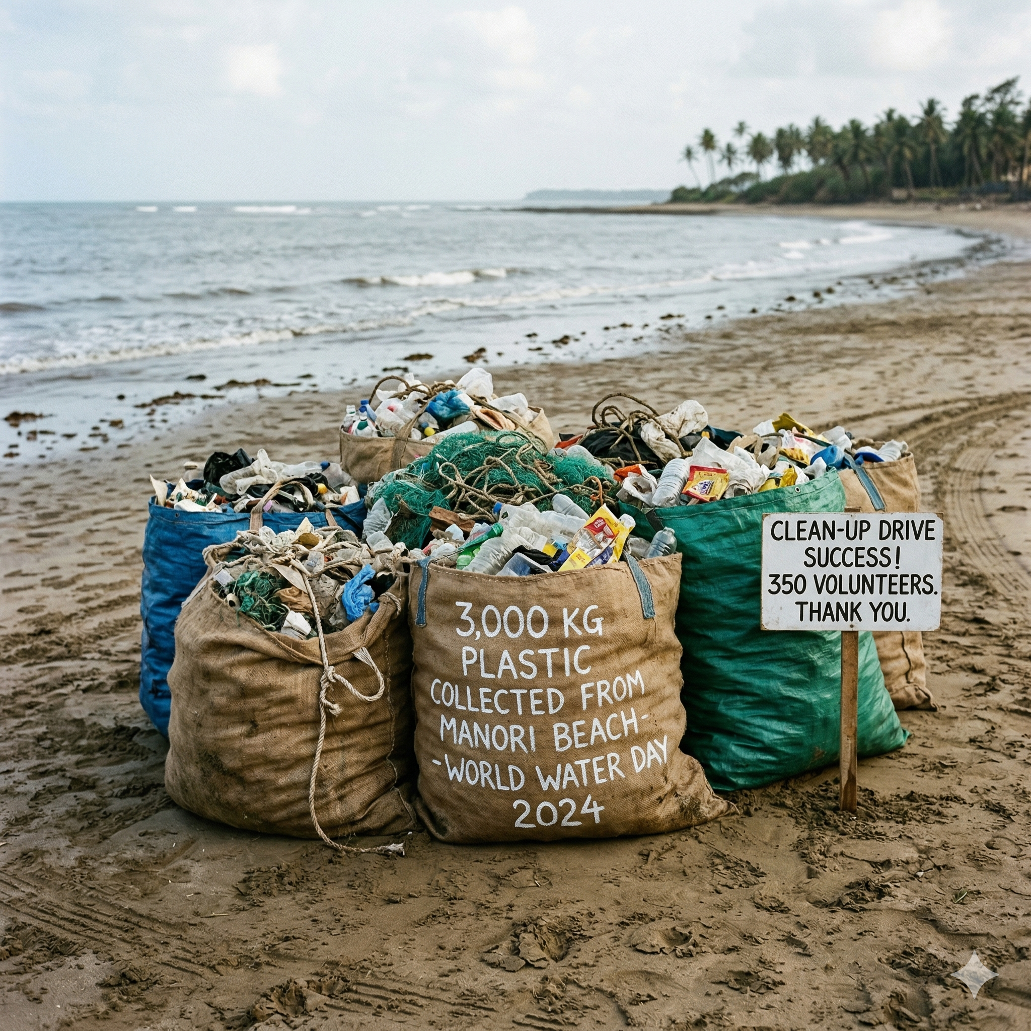 350 Volunteers Remove 3,000 Kg Plastic From Manori Beach On World Water Day In Massive Clean-Up Drive