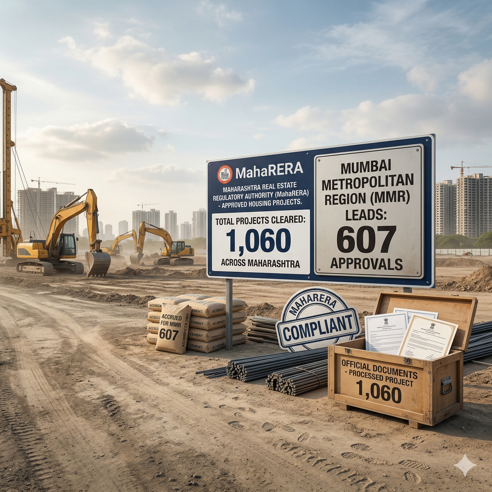 MahaRERA Clears 1,060 Housing Projects Across Maharashtra, MMR Leads With 607 Approvals