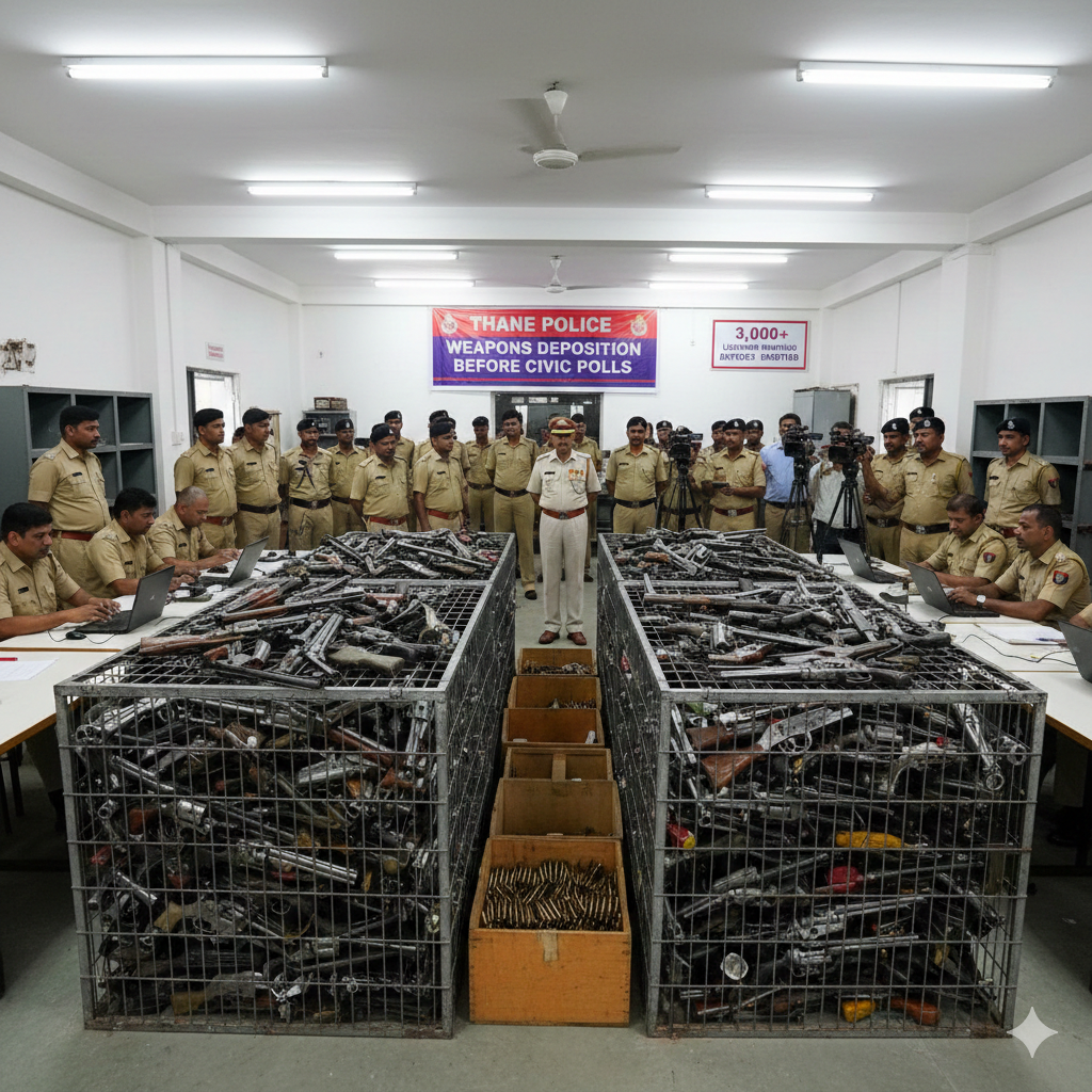 Thane Police Intensify Security Measures Ahead of Civic Polls; Over 3,000 Licensed Weapons Deposited