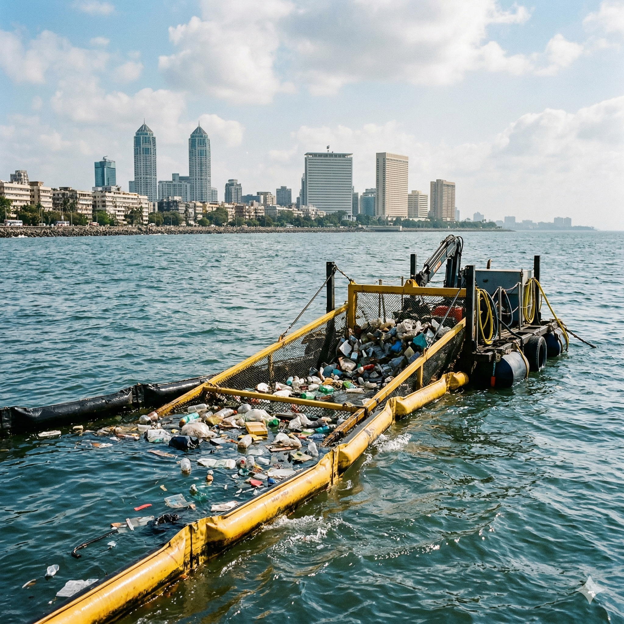 Ocean Cleanup Mumbai, marine pollution India, plastic waste Mumbai, Arabian Sea pollution, environmental initiatives India