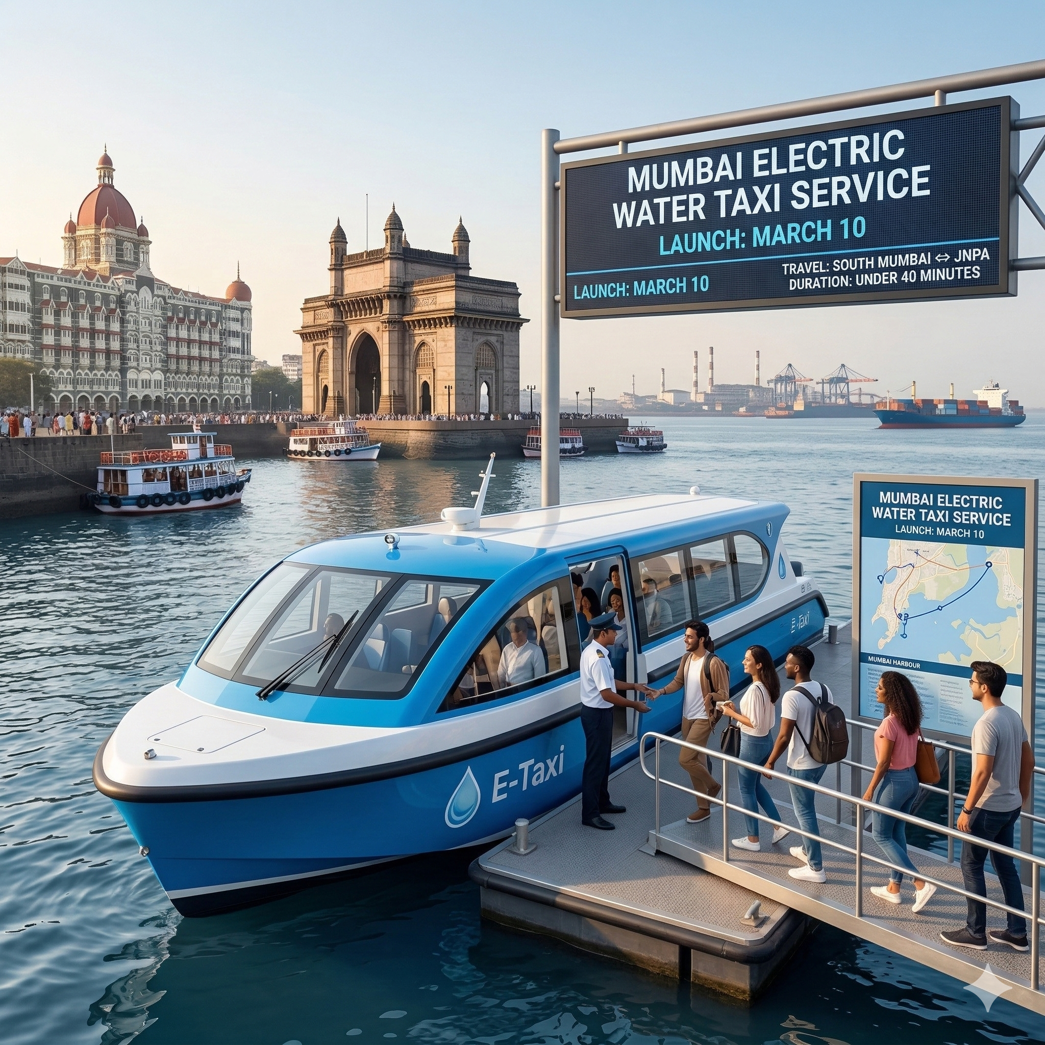 Mumbai Electric Water Taxi Service Set To Launch Around March 10; Travel Between South Mumbai And JNPA In Under 40 Minutes
