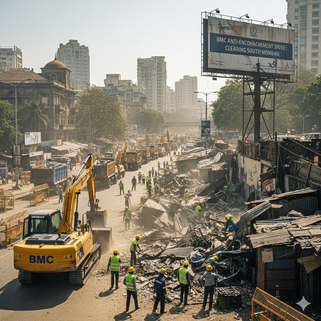 BMC Launches Citywide Anti-Encroachment Drive, Clears Illegal Structures Across South Mumbai & Suburbs