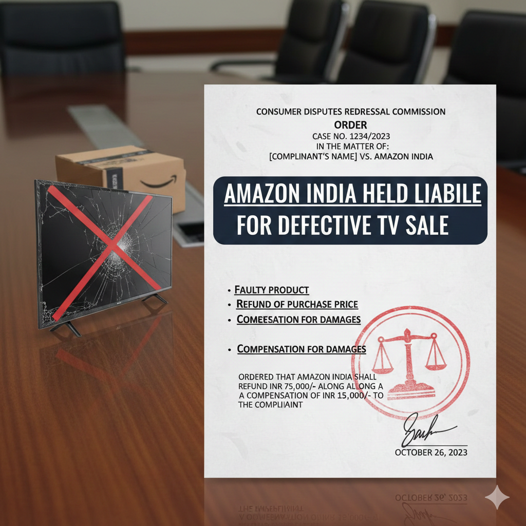 Consumer Commission Holds Amazon India Liable for Defective TV Sale, Orders Refund and Compensation