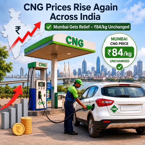 CNG Prices Rise Again Across India, But Mumbai Gets Relief as MGL Keeps Rates Unchanged at ₹84/kg