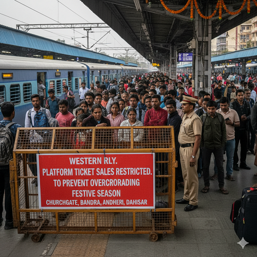 Western Railway Restricts Platform Ticket Sales at Four Major Stations to Prevent Overcrowding During Festive Season